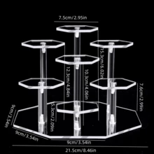1 suport clasic acrilic, vitrină pentru figurine mini cu 3/4/7 niveluri, suport pentru produse octogonal/rotund, potrivit pentru figurine, cosmetice, parfumuri, statui, bijuterii, obiecte de colecție - independent