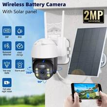 1pc Solar Security Camera,2k 3mp Pan ,Tilt 360° View ,Ip65 Waterproof ,Rechargeable Battery Powered ,Ptz Wifi Camera With Pir, Color Night Visiontwo-Way Audio,Cloud/Sd,Colour Night Vision