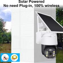 1pc Solar Security Camera,2k 3mp Pan ,Tilt 360° View ,Ip65 Waterproof ,Rechargeable Battery Powered ,Ptz Wifi Camera With Pir, Color Night Visiontwo-Way Audio,Cloud/Sd,Colour Night Vision