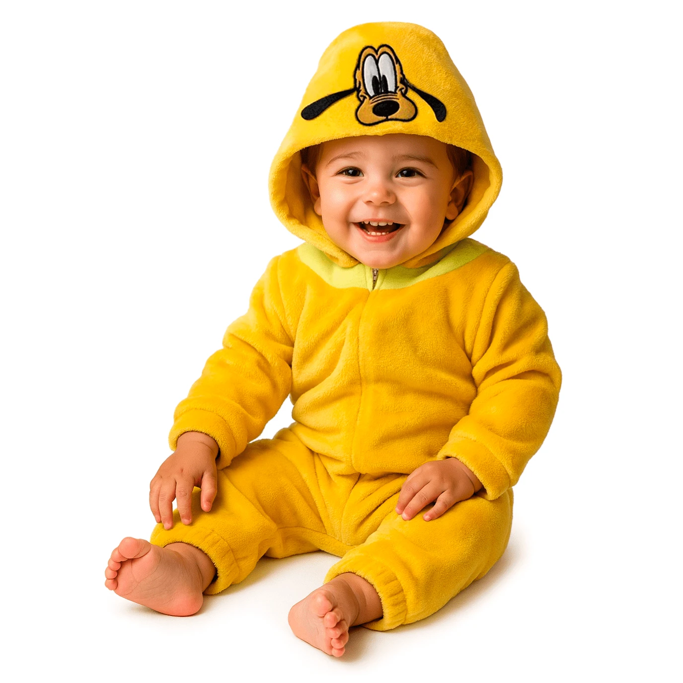 Disney Footless Romper With Embroidered Hat - Yellow - View 1