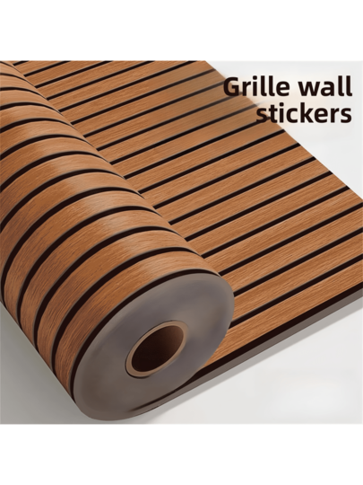 Roll Wood Wand Panel Peel Stick, Bruin ative Slat Room Wallpaper Home Living Room, Self Adhesive Covering Panels Cabinets,Boho 17.71in 39.37/118/196.85 view 5