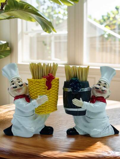 1 pieza Lindo soporte para palillos de dientes con decoración de chef, mejor regalo para cumpleaños, graduación y decoración de cocina