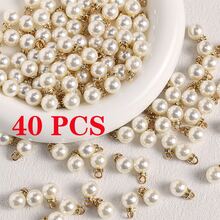 20 piezas/40 piezas/80 piezas Colgante redondo de perla ABS falsa vintage elegante y brillante, manualidades DIY para decoración del árbol de Navidad, accesorios de joyería para mujer para collar, pulsera, pendiente, bolso y cadena, adecuado para trabajo y uso diario