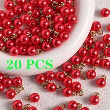 20 piezas/40 piezas/80 piezas Colgante redondo de perla ABS falsa vintage elegante y brillante, manualidades DIY para decoración del árbol de Navidad, accesorios de joyería para mujer para collar, pulsera, pendiente, bolso y cadena, adecuado para trabajo y uso diario