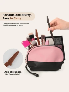 30/12/6/3/1 Set Coffee Brown Eyebrow Razor Kit, Eyebrow Trimmer And Razor, Exfoliating Scraper Tool, Body Hair Removal Trimmer And Facial & Eyebrow Razor Set, Long Handle Blades With Precision Protective Cover, Women Grooming Tools, Suitable For Daily Use Or Travel, Affordable Price, Can Be Used As Christmas Gift, Cosmetic Tools, Cheap Commodity, Gift, Women's Gift, Christmas Present - Coffee Brown - View 4