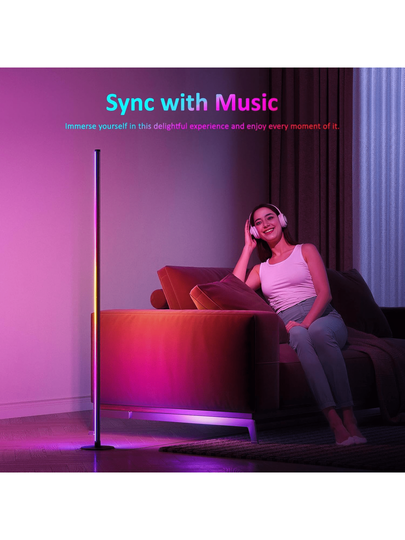 Slimme LED Multi RGB IC Vloer Coner Lamp Music Sync, Moderne 16 Million Changing St ing Mood Verlichting APP Remote Control, DIY Modes Timer Bedroom Gaming Room Living view 3
