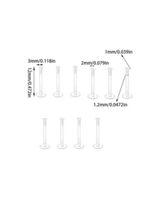 10 件/套亚克力圆球唇钉/耳钉，柔软 PP 材质推入式唇钉/鼻钉/耳钉，适合初次穿孔佩戴者，时尚百搭 - 無色 - 查看 13