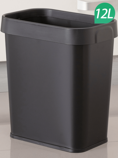 1 lata de lixo pequena de 12L/3,17Gal, cesto de lixo antiderrapante, preto, adequado para quarto, escritório, sala de estar, cozinha, banheiro