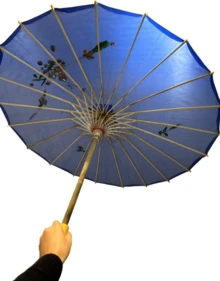 Sombrilla de bambú colorida para decoración de bodas, set de 10 sombrillas chinas de tela, accesorio decorativo para boda, fiesta o eventos, ambientación temática oriental, ideal para centros de mesa y fotografía - Azul - Ver 5