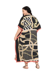 Gypsie Blu Plus Size Women Kaftan Dress Long Caftan Maxi Dress Beach Coverup Outfit - 黑黃 - 查看 5