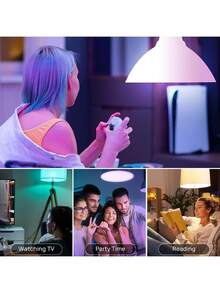 Bombilla LED inteligente, bombilla regulable y de color cambiante con control remoto Bluetooth WiFi, compatible con Alexa, control de voz, temporizador inteligente, ajuste de multicolor, lámpara de ritmo de música ambiental - CA 85 V-265 V - Ver 4