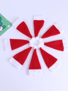 Christmas Themed Placemat With Christmas Hat Cutlery Rack, Featuring Santa Claus Printed On The Placemat, Creating A Festive Atmosphere, Mini Non-Woven Fabric Santa Claus Silverware Holders, Lollipop & Wine Bottle Toppers Decor, Dinner Table Decor For Christmas Party, Thanksgiving, And Other Festive,Easy To Clean, Durable And Wear-Resistant,Reusable, The Best Decoration For Christmas, Christmas Gift, Christmas Home