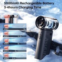 JISULIFE Life9 Mini Handheld Fan, Turbo High Speed, 5 Wind Levels, 5000mAh Rechargeable, Up To 18H Cooling, Pocket Size Personal Fan For Travel, Cruise, Concerts, Makeup