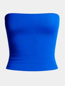 Kit3 Cropped Tube Top Tube Bandeau Blouse Basic Women's Lined Suplex Premium Blogger - Kit3 Tube Preta Azul Marrom - View 3