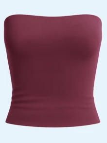 Kit3 Cropped Tube Top Tube Bandeau Blouse Basic Women's Lined Suplex Premium Blogger - Kit3 tube preta vinho marrom - 查看 4