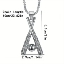 1pc Fashion Hip-Hop Baseball Bat Cross Creative Men's Women's Necklace Retro Punk Rock Festival Birthday Party Pendant Accessory - 吊墜項鍊 - 查看 3