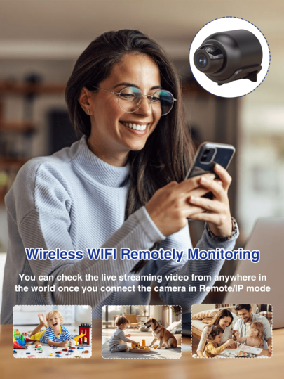 480P/720P Mini HD Home Monitoring Camera Evening Vision, Motion Alerts, Continuous Capture, Pack/2 Packs/4 Packs Compact Auto Indoor Zwart view 6