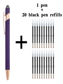 21-55 Stücke/Set Metall Kugelschreiber mit einziehbarer Spitze und Touchscreen-Stylus - Reibungsloser Schreibfluss, rutschfester Griff, kompatibel mit verschiedenen Geräten, inklusive schwarzer Tintenfüllung, geeignet für den täglichen Gebrauch
