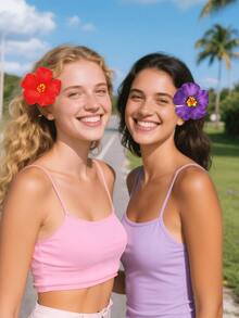 1/10Pcs Hawaiian Flower Hair Clips, Women Artificial Flower Hair Clips, Plumeria Hair Clips, Suitable For Holiday Beach Party, Summer Tropical Flower Hair Accessories, Wedding Party, Holiday Gifts For Girls, Mother's Day Gifts, Claw Clips, Hair Claws, Hair Slide, Hair Barrettes