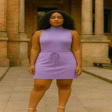 Stylish EVA Set – High Waist Skirt + Top With Optional Knot | Sizes S To G1 - Lilac Purple - View 2