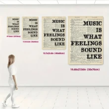1 pieza Impresión de arte de pared de cita musical de lienzo vintage, "La música es el sonido de los sentimientos" Póster para sala de estar, dormitorio, decoración del hogar, arte de pared sin marco