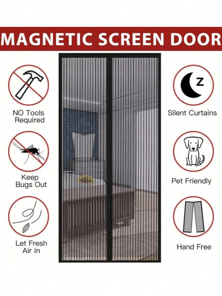 1 cửa lưới chống muỗi từ tính, lưới đóng từ tính, thoáng khí chống côn trùng, phụ kiện xe RV, lưới dày, thân thiện với thú cưng, nhiều kích cỡ, tự bịt kín chống muỗi, thích hợp cho cửa trước, cửa trượt, màn chống ruồi, rèm chống ruồi, phụ kiện xe RV, lưới chống ruồi, màn chống muỗi, cửa lưới cho thú cưng - Nhiều màu - Xem 1