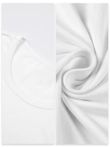 PLUS SIZE Nana Heart Graphic Tee , Women's Double Sided Printed Fashion Casual Round Neck 220gsm Cotton T-Shirt (1 PC) - 白色 - 查看 4