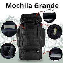 Waterproof Tactical Military Backpack 80 Liters Large Reinforced Camping Trail Mountaineering Cycling Camping Bag - 黑色 - 查看 4