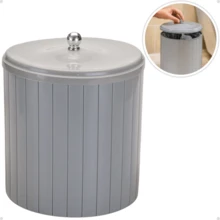 5 Liter Trash Can For Kitchen, Bathroom, Luxury White Gray And Black Sink - Grey - View 8