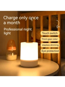 1个便捷床头灯，USB供电/可充电，两种供电模式，触摸控制，可调节暖光色温，小型台灯，便携式 - 白色 - 查看 3