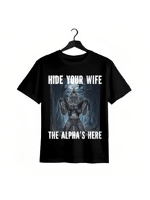 I Heart Werewolfs Alpha Funny Cringe Werewolf Wolf Meme Casual Unisex Menswear T-Shirt - Black - View 1