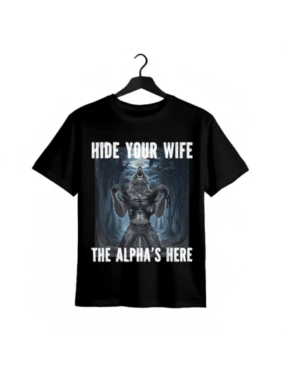 I Heart Werewolfs Alpha Funny Cringe Werewolf Wolf Meme Casual Unisex Menswear T-Shirt