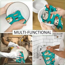 2/4 Pcs Set, Dish Towels, Patterned Printed Towels, Super Absorbent Microfiber Modern Cloths, Cooking And Baking Tea Towels, Dish Cloths, Cleaning Towels, Hand Towels, Super Soft And Highly Absorbent, Kitchen Decor, Gifts For Neighbors, Gifts For Mom, Birthday Gifts, Housewarming Gifts For Friends, Kitchen Essentials, Daily Necessities - Multicolor - View 4