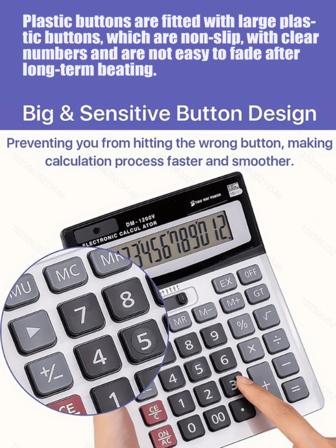 Large Display Scientific Calculator, Large Screen Dual Power 12-Bit Electronic Desktop Office Tablet Computer Student Calculator Mute