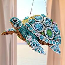 1 pièce Ensemble de peinture de diamant acrylique 6,3 pouces x 9,45 pouces - Superbe art mural de tortue, diamants de forme asymétrique, kit de peinture de diamant acrylique DIY, fournitures d'artisanat de décoration d'intérieur thème animal - Cadeau d'anniversaire et de fête unique