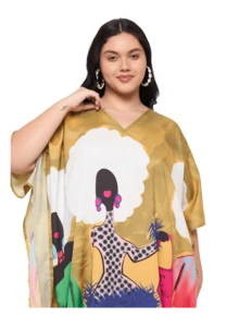 Gypsie Blu Plus Size Kaftan For Women Loungewear Nightdress Summer Night Gown Maxi Length Caftan - 芥末黃 - 查看 4