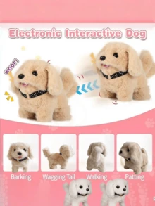 会走路会叫的电子互动毛绒小狗玩具、小狗玩具、机器小狗、玩具狗、新生儿必需品、互动狗玩具、像真狗一样行动的机器狗、2岁女孩玩具、儿童遛狗玩具、女孩填充动物玩具、女孩可爱物品、毛绒公仔玩具、惊喜玩具、圣诞礼物