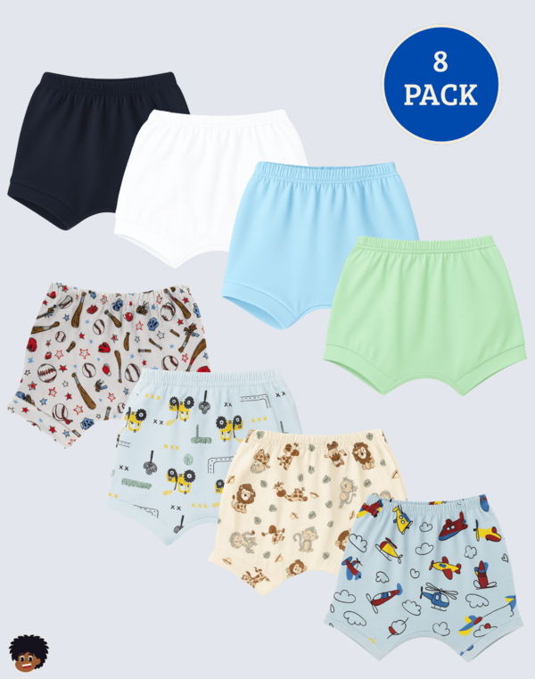 Menino 8 Shorts Verão de Bebê Tapa Fralda Misto Liso e Estampado Fresco Básico Dia a Dia