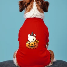 Sanrio 1 Peça Camiseta de Manga Curta com Estampa de Hello Kitty e Monstro Abóbora para Animais de Estimação, Camiseta de Manga Curta Casual e Respirável para Gatos e Cachorros
