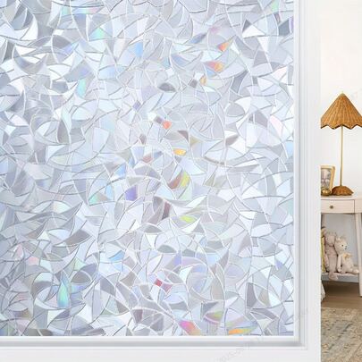 فيلم نافذة نمط 60*300 سم، فيلم نافذة ديكوري ثلاثي الأبعاد، ملصق زجاج ملون للنافذة، فيلم نافذة لاصق ذاتي، تظليل نافذة، فيلم زجاج ملون للنافذة