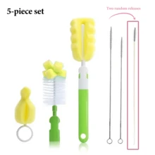 5件套直柄奶瓶刷多件套，奶瓶刷/奶嘴刷/吸管刷，带挂钩清洁海绵头奶瓶刷，清洁奶瓶/杯子/玻璃杯的必备，日常清洁 - 彩色 - 查看 11