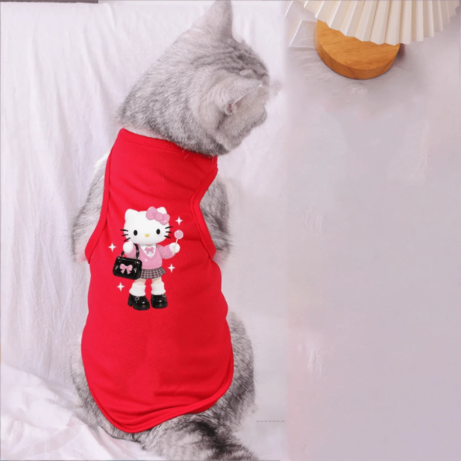 Sanrio 1PC Toy Hello Kitty Printed Pet Vest, Soft And Breathable Round Neck Pet Vest