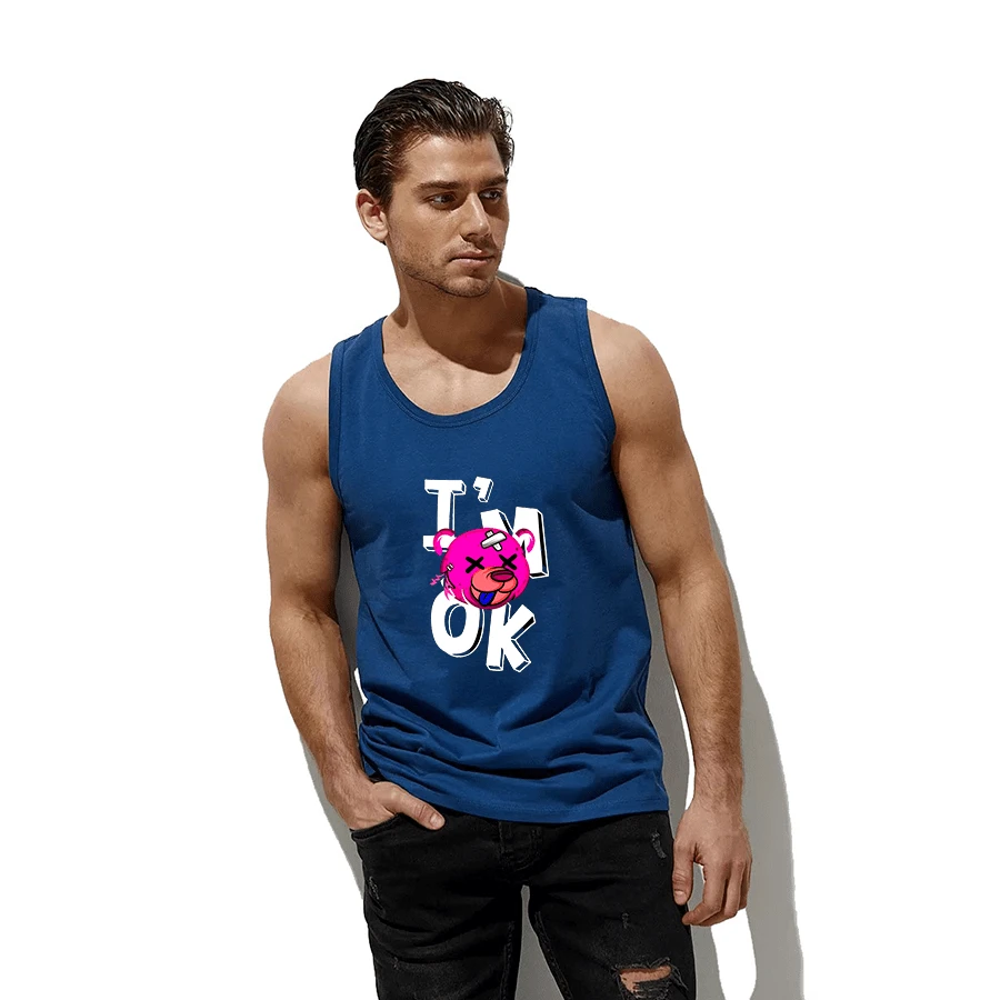 Needstar 100% Cotton Tank Top With I'm Ok Print - Màu xanh lam - Xem 1