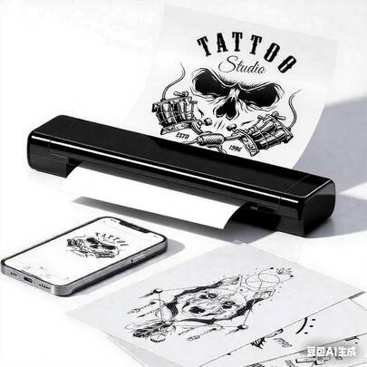 C80 Thermal Tattoo Stencil Printer, Wireless Tattoo Machine With 1 roll of paper - Ideal For Tattoo Artists & Enthusiasts - Compatible With IOS, Android & Laptop, Inkless Mobile Printer For Office, Home, School