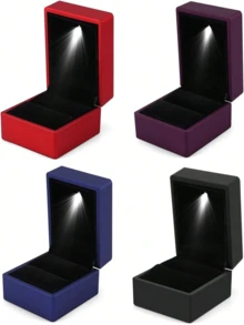 Caja de joyería con anillo LED de lujo, adecuada para propuestas, bodas, compromisos, Navidad... Caja de regalo de joyería con anillo LED y luz, unisex, adecuada para chicas, regalo para el Día de San Valentín - Rojo - Ver 5