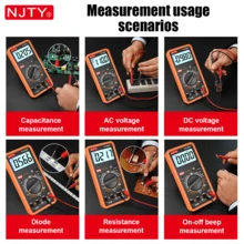 NJTY 9205型数字万用表，高精度电气维修测试仪，可测量电压、电流、电阻、频率、火线，多功能仪表，耐用ABS材质，带支架