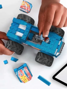 Mattel Bộ đồ chơi lắp ráp xe tải quái vật Hot Wheels, màu xanh dương, món quà hoàn hảo cho trẻ em từ 5 tuổi trở lên, quà tặng âm nhạc/mùa cưới. - Nhiều màu - Xem 3