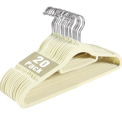 20pcs Flocked Adult Hangers With 360° Rotating Hook - Space Saving Hangers For Bedroom, Bathroom, Dorm Clothes Storage