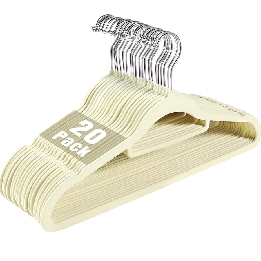 20pcs Flocked Adult Hangers With 360° Rotating Hook - Space Saving Hangers For Bedroom, Bathroom, Dorm Clothes Storage