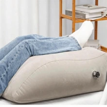 Almofada Inflável Apoio Pés Descanso Pernas Suporte Costas Portátil Viagem Travesseiro Elevação Ergonômico - Cinza - Visão 6